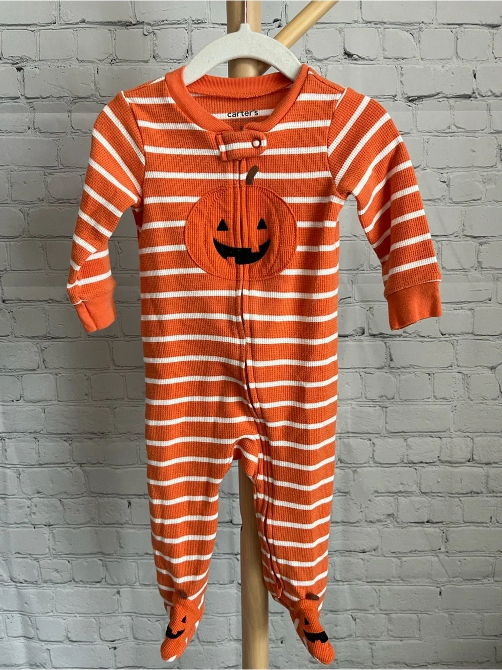 ⭐️⭐️PICK 5 / $20 Carter's Orange Stripe Pumpkin Footed One-Piece